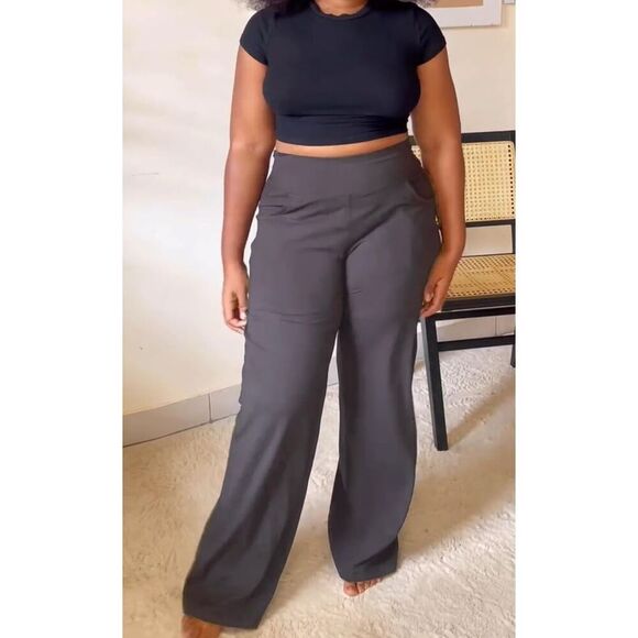 ESOFT Wide Leg Pants High-Waisted Yoga Work Dress Pants Pockets M NWOT - Picture 2 of 7